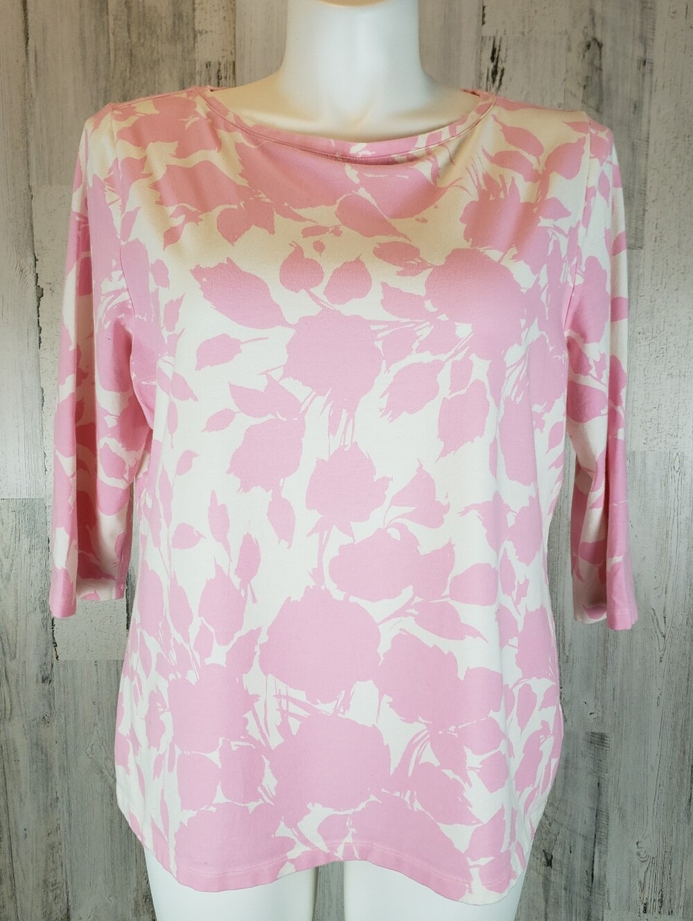 Talbots Pink and Cream Floral Tee Size 2X